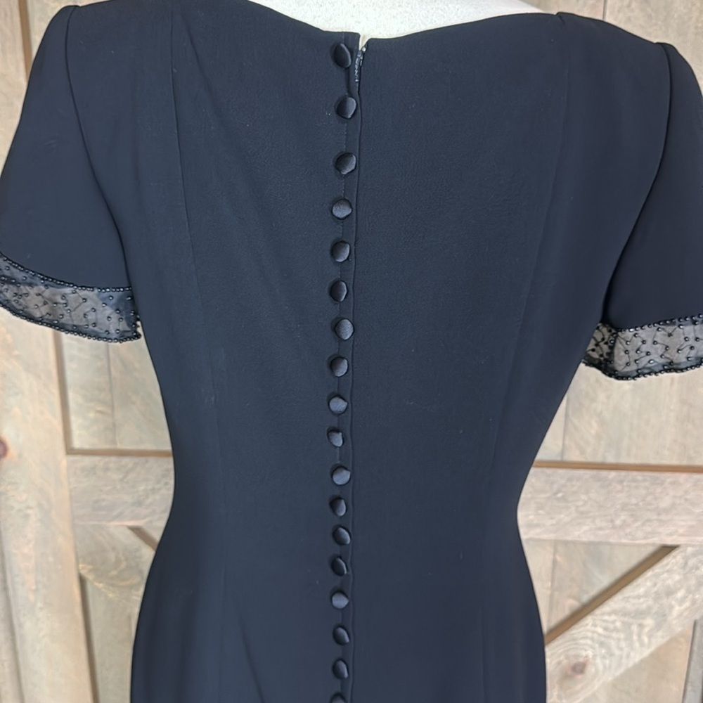 Talbots black sheath dress with mesh and bead detail at the neck and cuffs Sz 8 - Picture 7 of 13